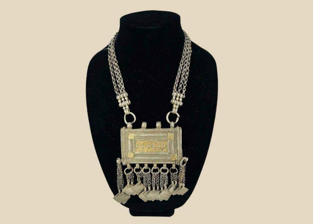 Antique Omani Hirz Amulet Necklace | Silver & Gilt Qur’an Holder | 19th Century