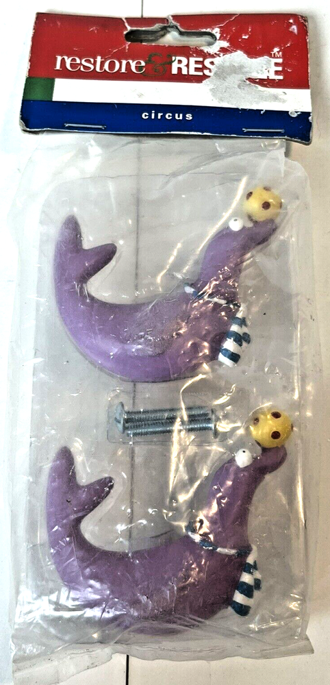 2 Dayton Hudson Cabinet Drawer Pulls w Screws Purple Circus Seals Kids Room