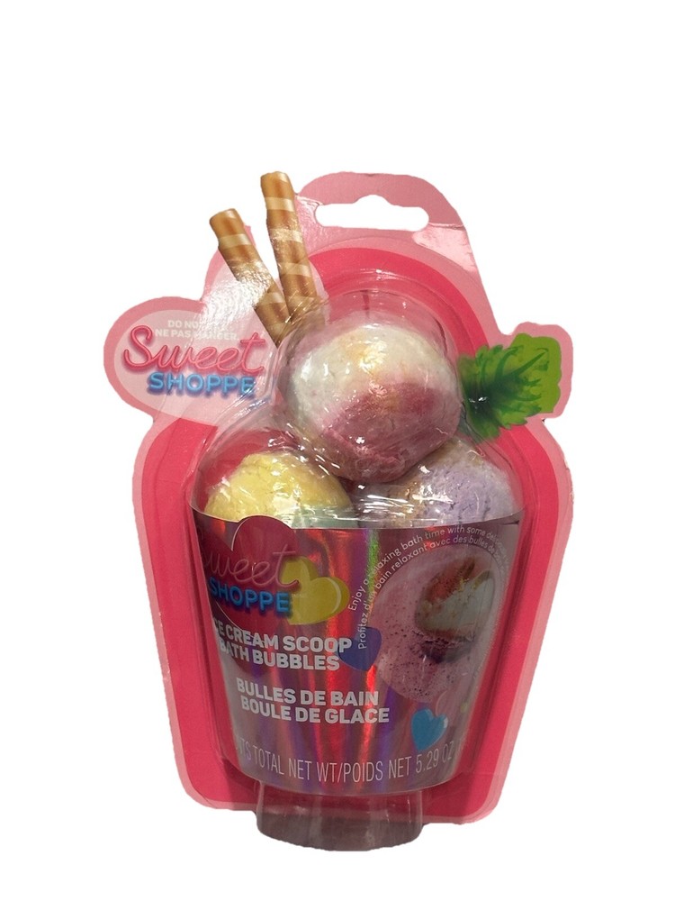 Sweet Shoppe Ice Cream Scoop Bath Bubbles – 3Ct Valentine's Day Seasonal Gift