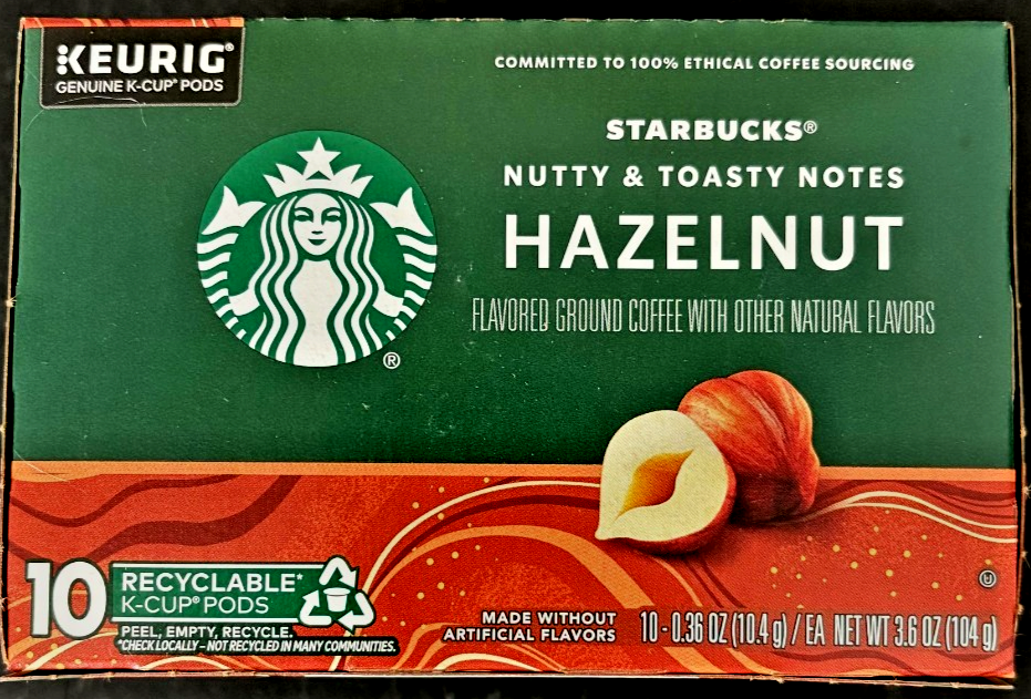 Starbucks Hazelnut Flavored Medium Roast Single Cup Coffee - 10 K-cup Pods