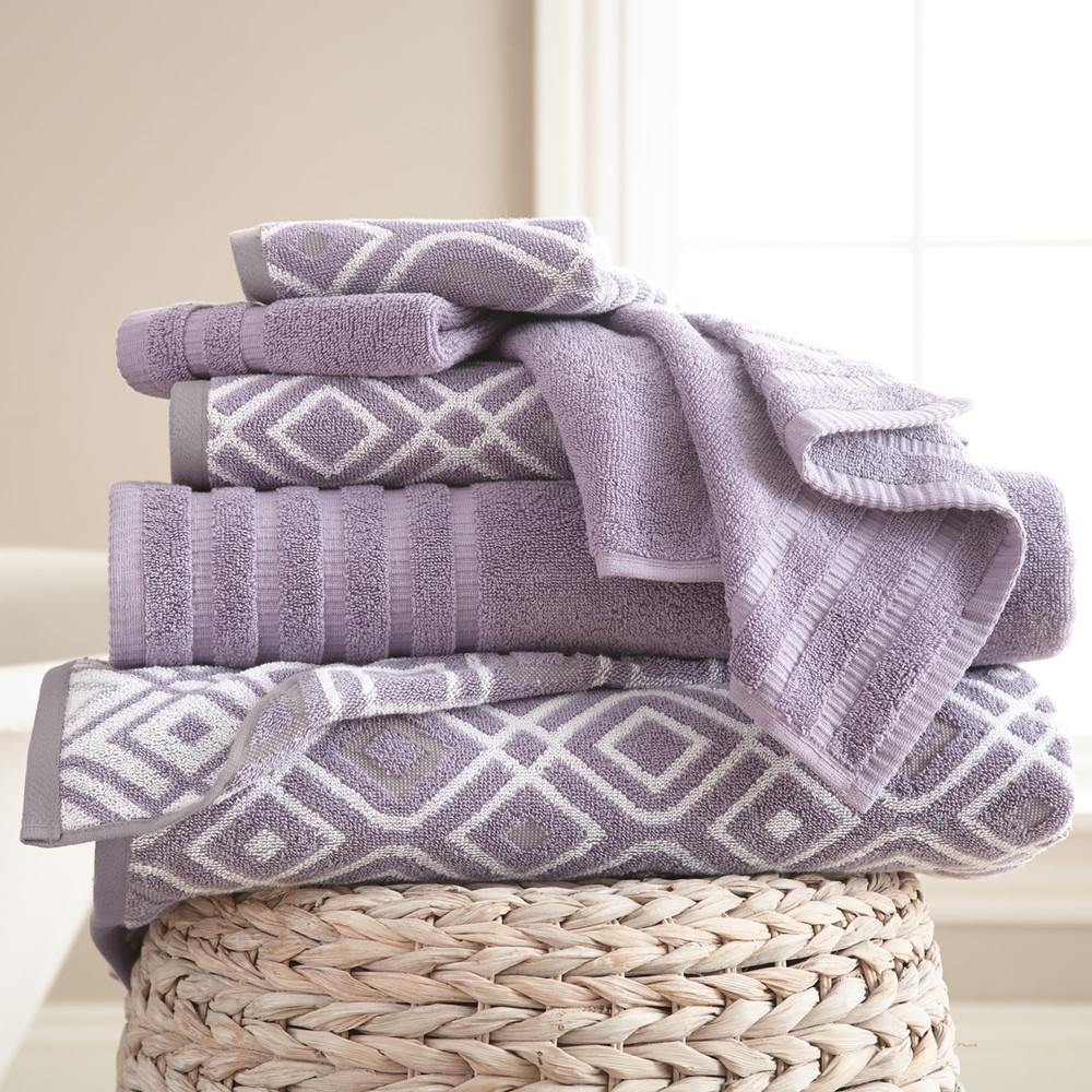 Modern Threads Oxford 6-Pc Yarn-Dyed Cotton Bath Towel Set in Lavender