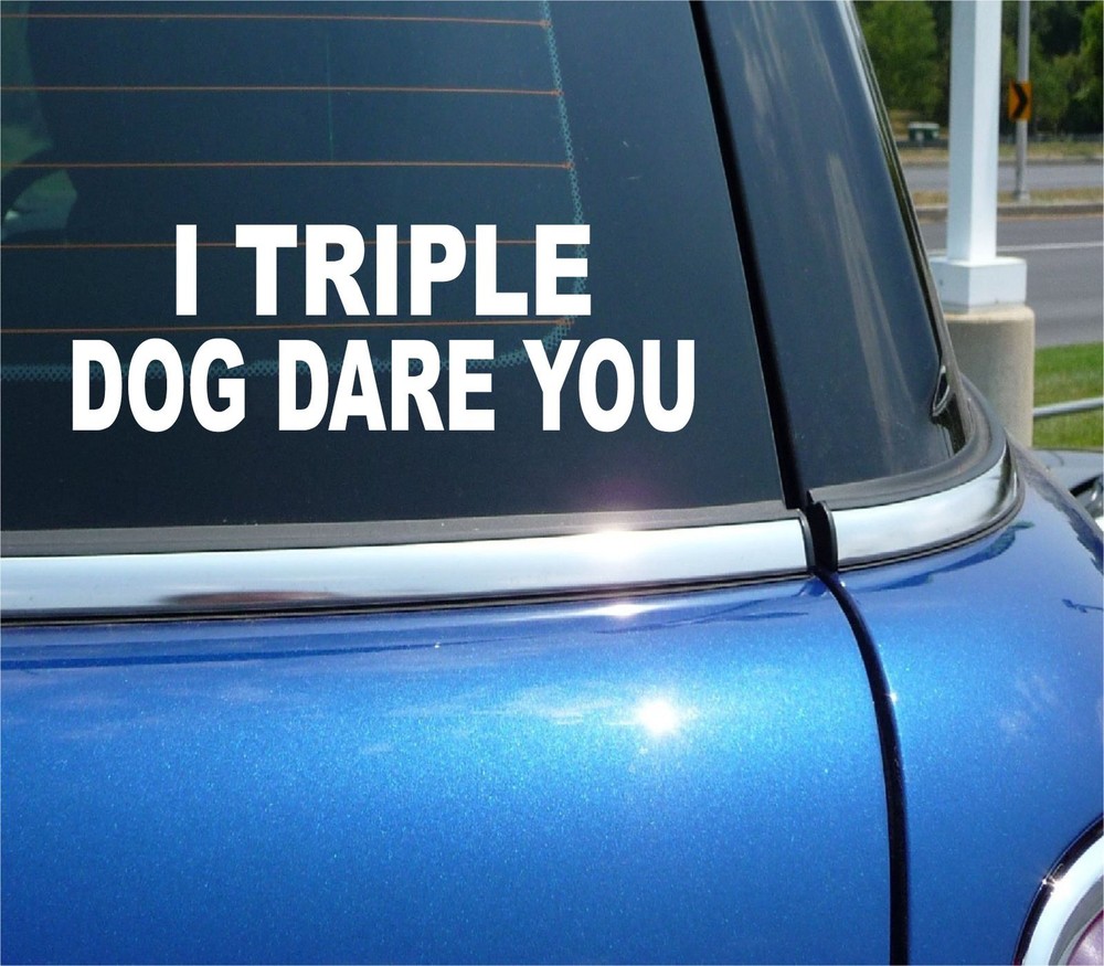 I TRIPLE DOG DARE YOU STICKER DECAL FUNNY CAR WINDOW CHALLENGE PRANK KIDS