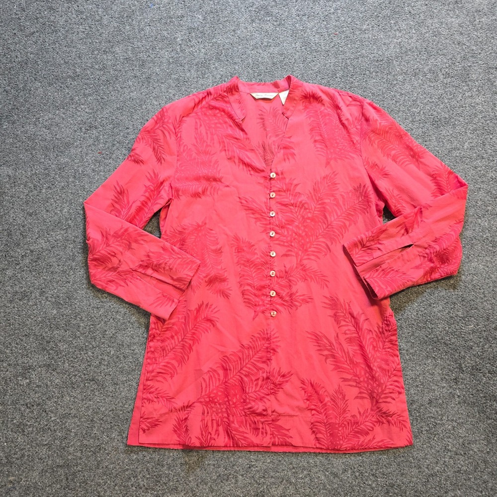 Tommy Bahama Top Womens Size Medium Orange Pink Tropical Cotton Tunic Beachy
