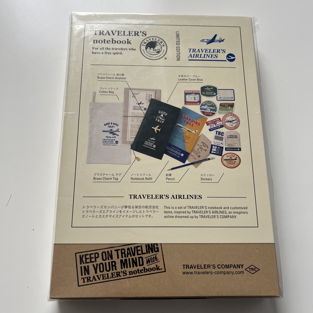 TRAVELER'S Notebook Airline Set Limited Edition Leather Cover Blue 2022  Sealed