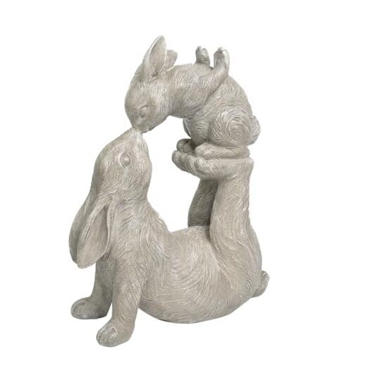 Garden Statues Kissing Bunny Sulpture - Garden Décor Rabbit Mom and Child