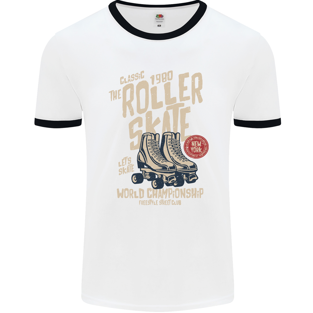 Roller Skate Retro Skating Boots Mens Ringer T-Shirt