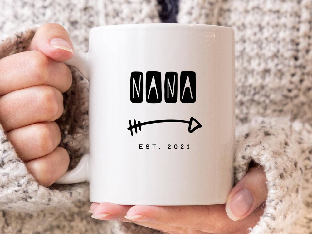 Nana Est 2021 Coffee Mug Pregnancy Announcement Coffee Mug Custom Gift To