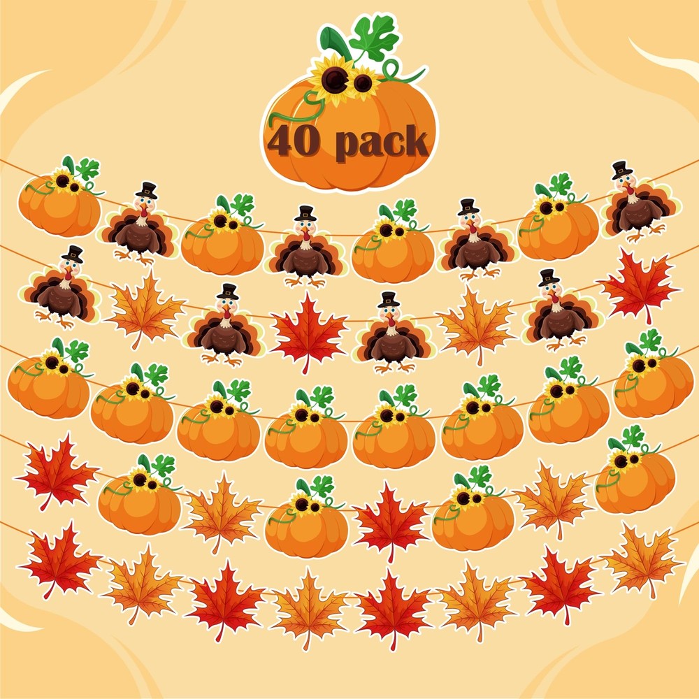 40-Pack Thanksgiving Decorations Set - Festive Indoor Banner for Home & Party Decor  