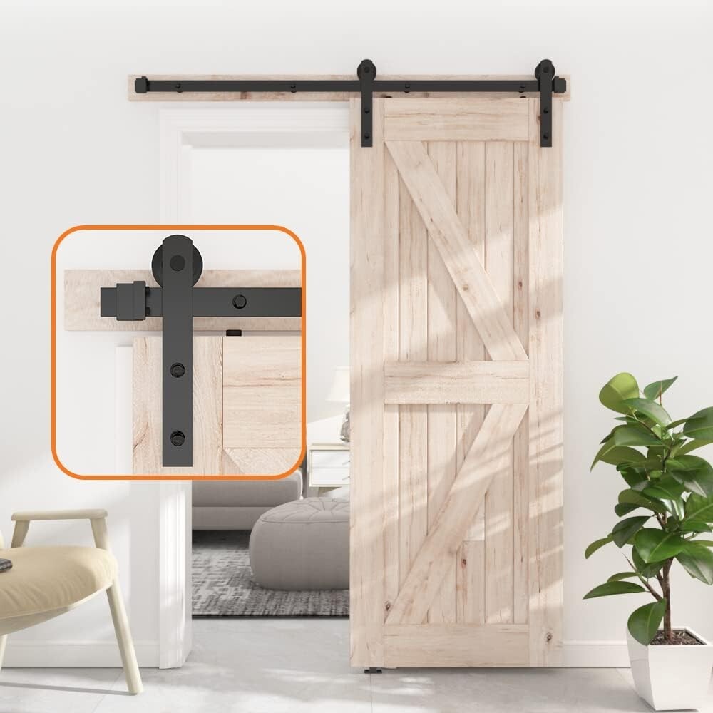 Premium 4FT Carbon Steel Barn Door Sliding Kit - Easy Install, Quiet Operation