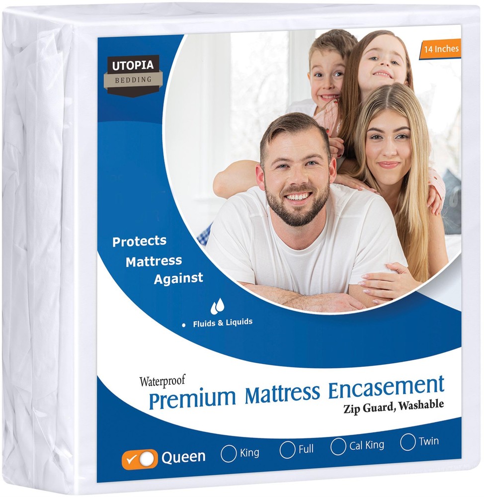 Premium Waterproof Queen Mattress Protector with Zippered Bed Bug Cover