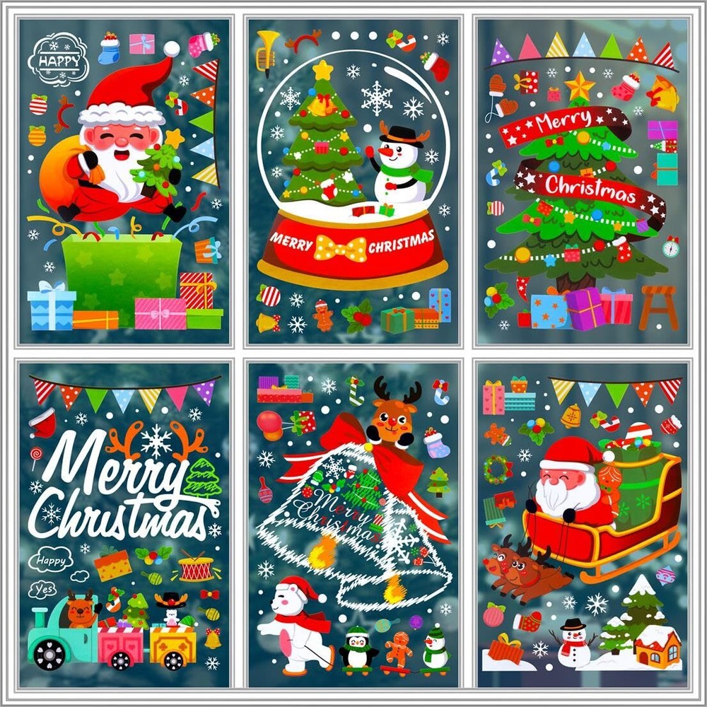 Christmas Decorations - 159PCS Christmas Window Clings Stickers for Glass, 6 ...