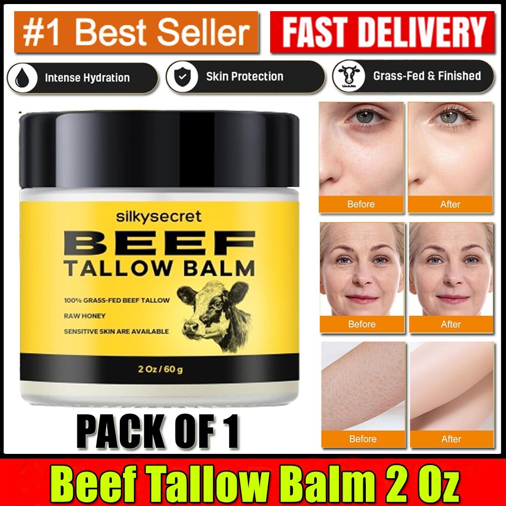 Beef Tallow for Skin -Organic Grass-Fed Whipped Beef Tallow Balm 2 FL OZ