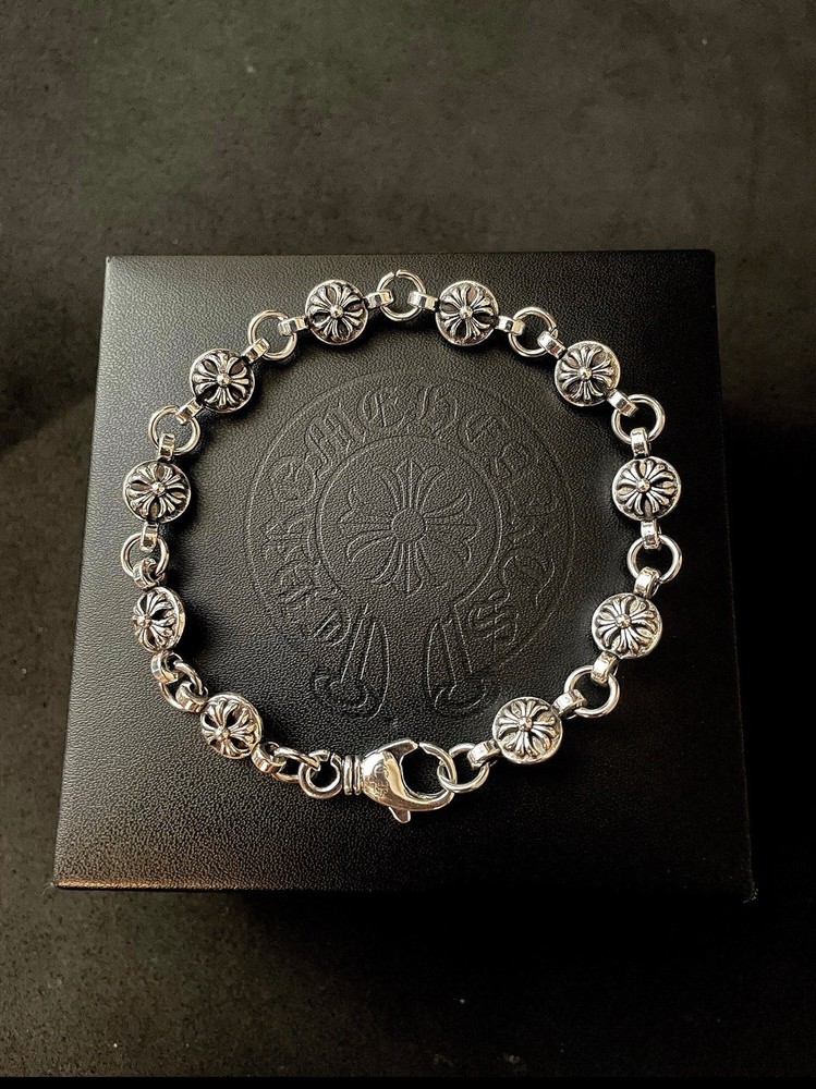 Gothic Y2K Silver Crossball Chrome Bracelet | Edgy Ch Style Accessory