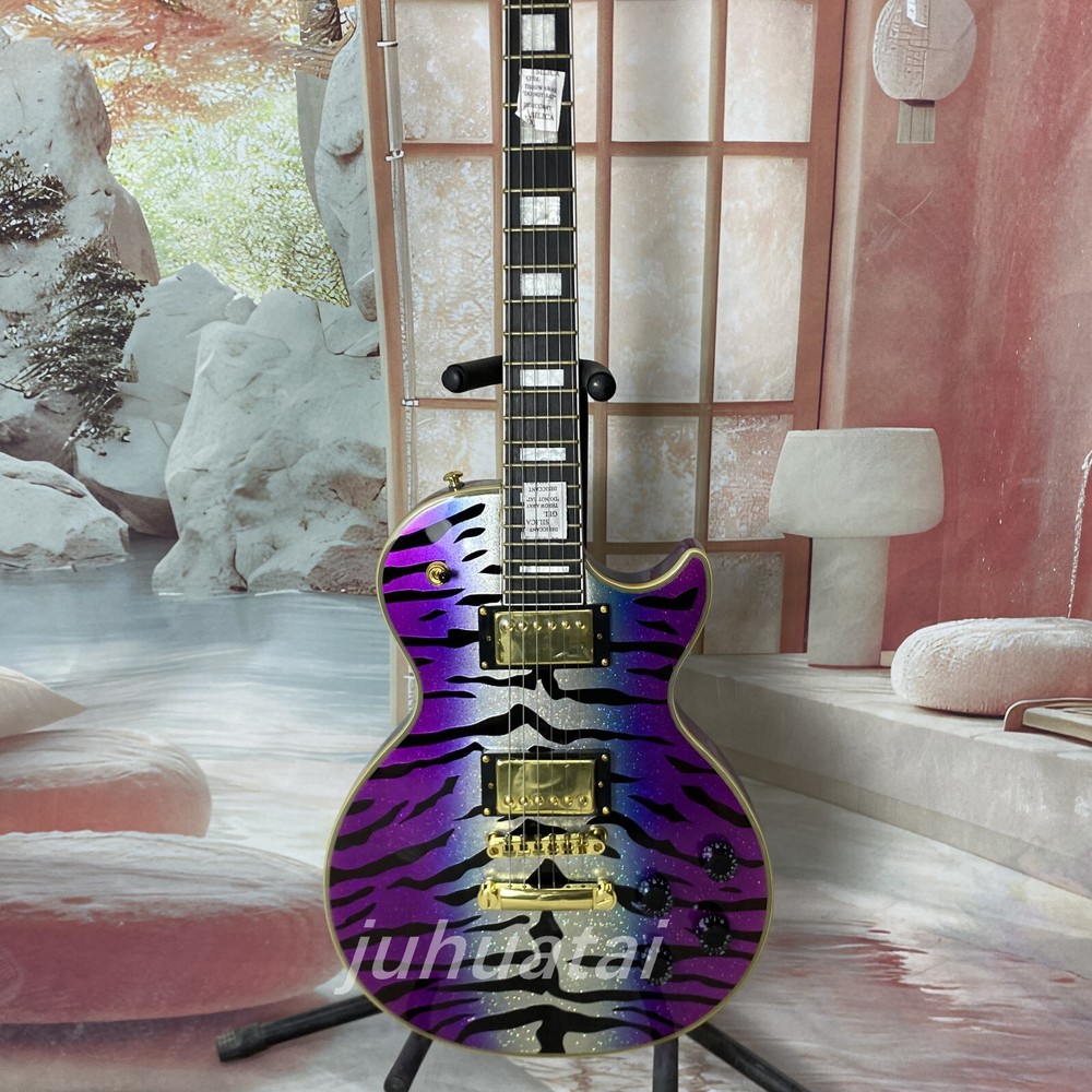 Purple Tiger pattern LP Electric Guitar gold hardware 6 string High quality
