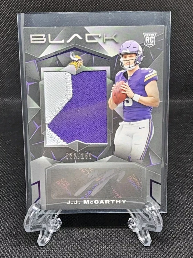 2024 Panini Black J.J. Mccarthy (RC) Patch Autograph 150 Silver Script Vikings