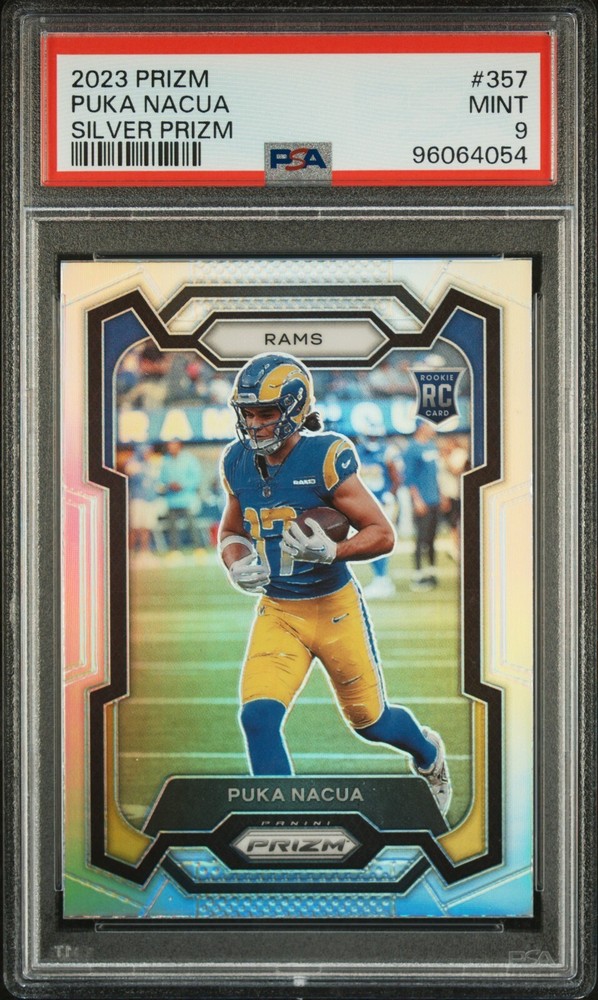 2023 Panini Prizm Puka Nacua RC Rookie Silver Prizm LA Rams PSA 9