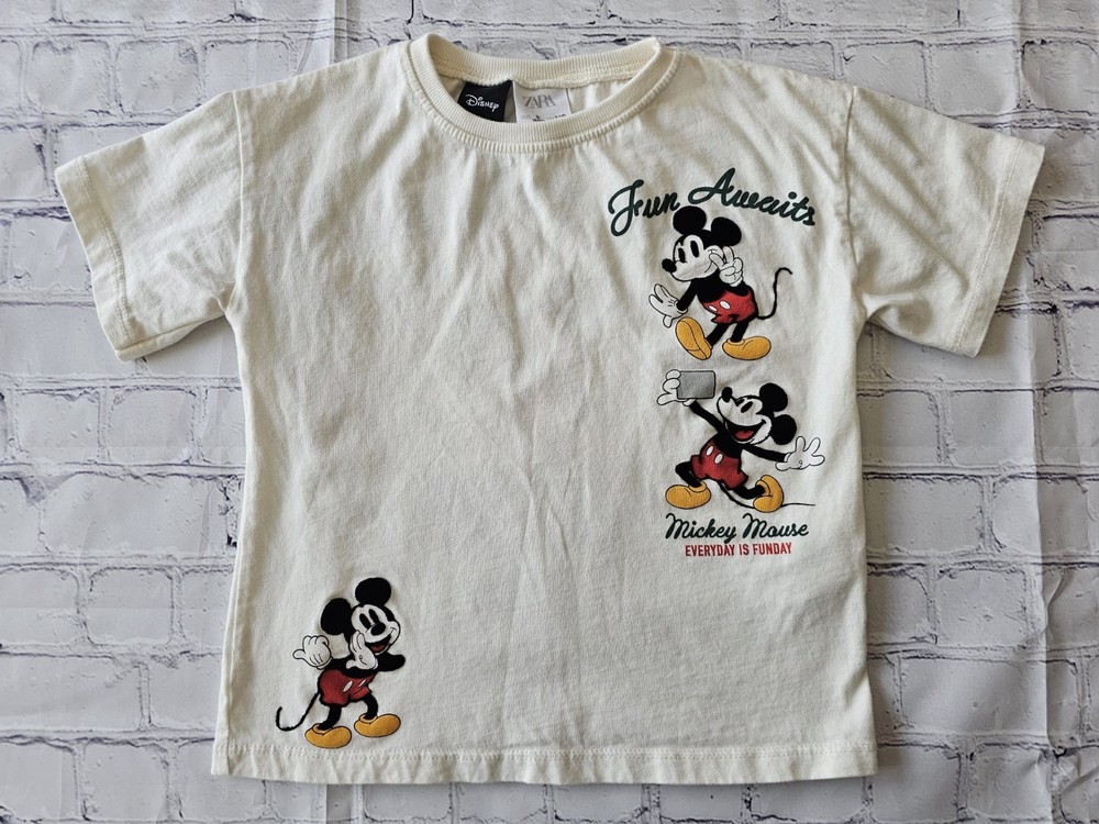 ZARA Kids Disney Mickey Mouse Graphic Tee 5 Years 110 cm Fun Awaits Design