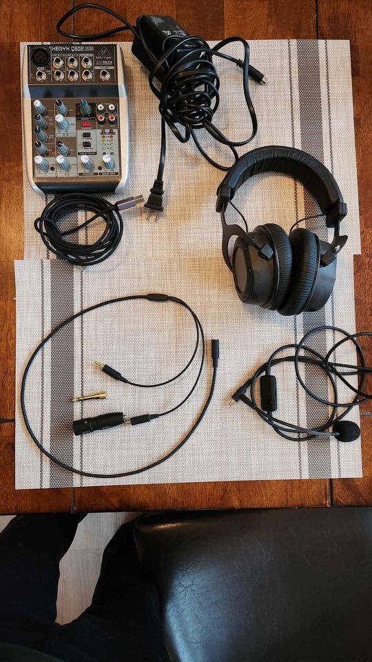 PC Audio Setup- Beyerdynamic headphones, condenser mic and mixer