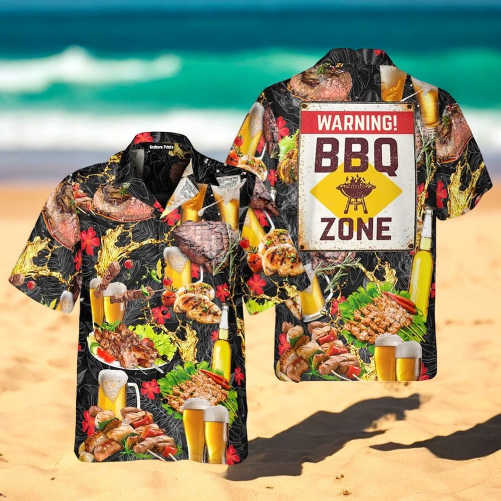 BBQ Zone Hawaiian Shirt for Men US Size Summer BBQ Style Alert