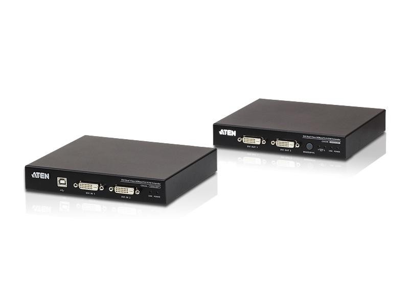 Aten CE624 HDBaseT 2.0 DVI Dual View KVM Extender USB 2.0 RS-232