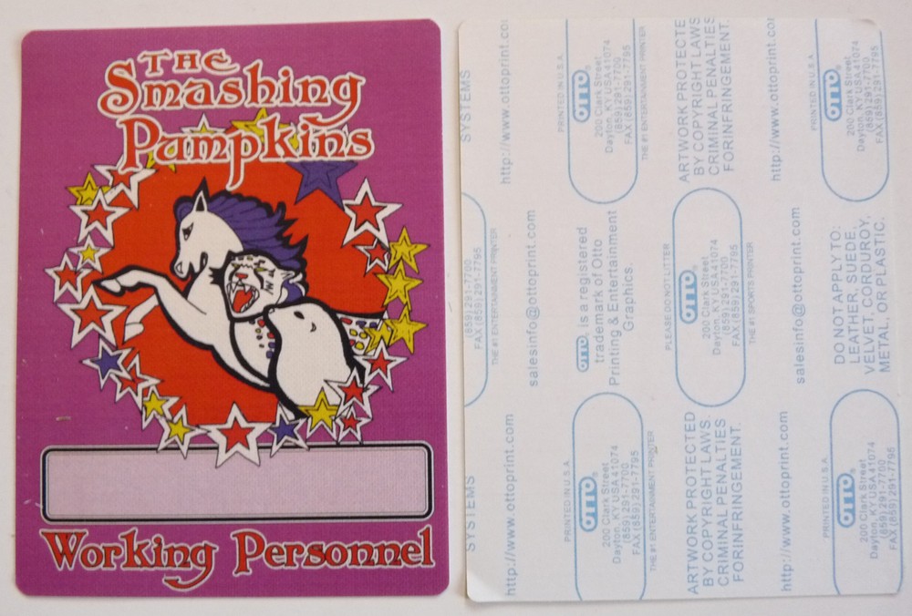 Smashing Pumpkins 2010 Tour Concert Yellow Working Access Backstage Pass D4