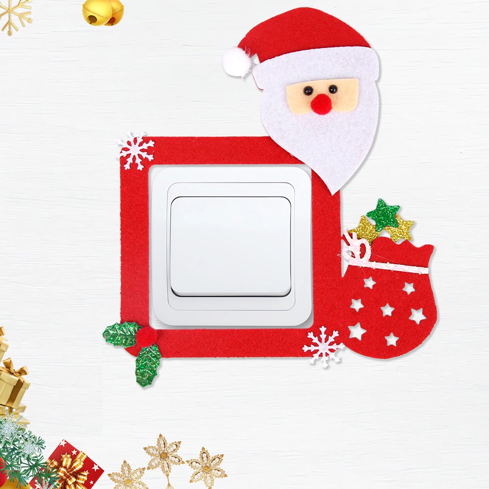 8-piece Christmas light switch decals with glue dots for festive home decor