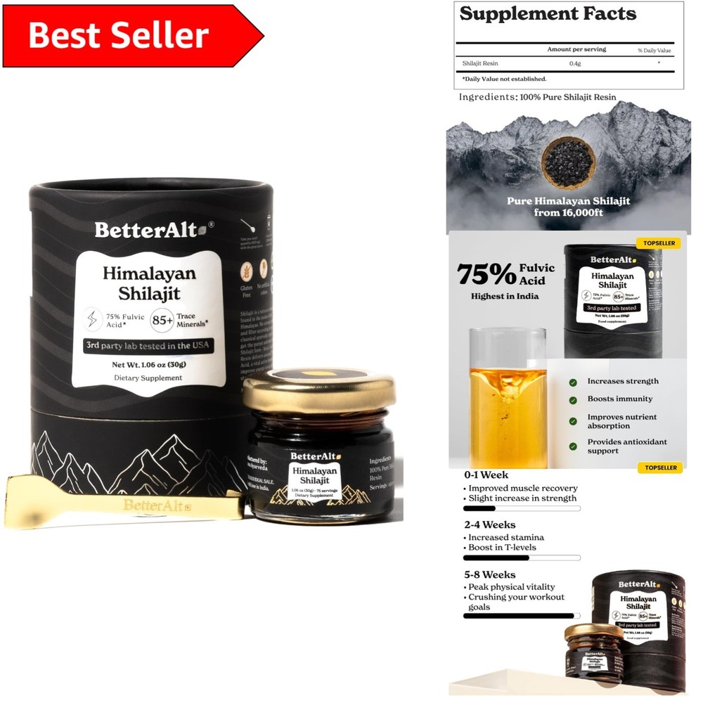High Potency Himalayan Shilajit Resin - 75 Servings for Energy & Vitality