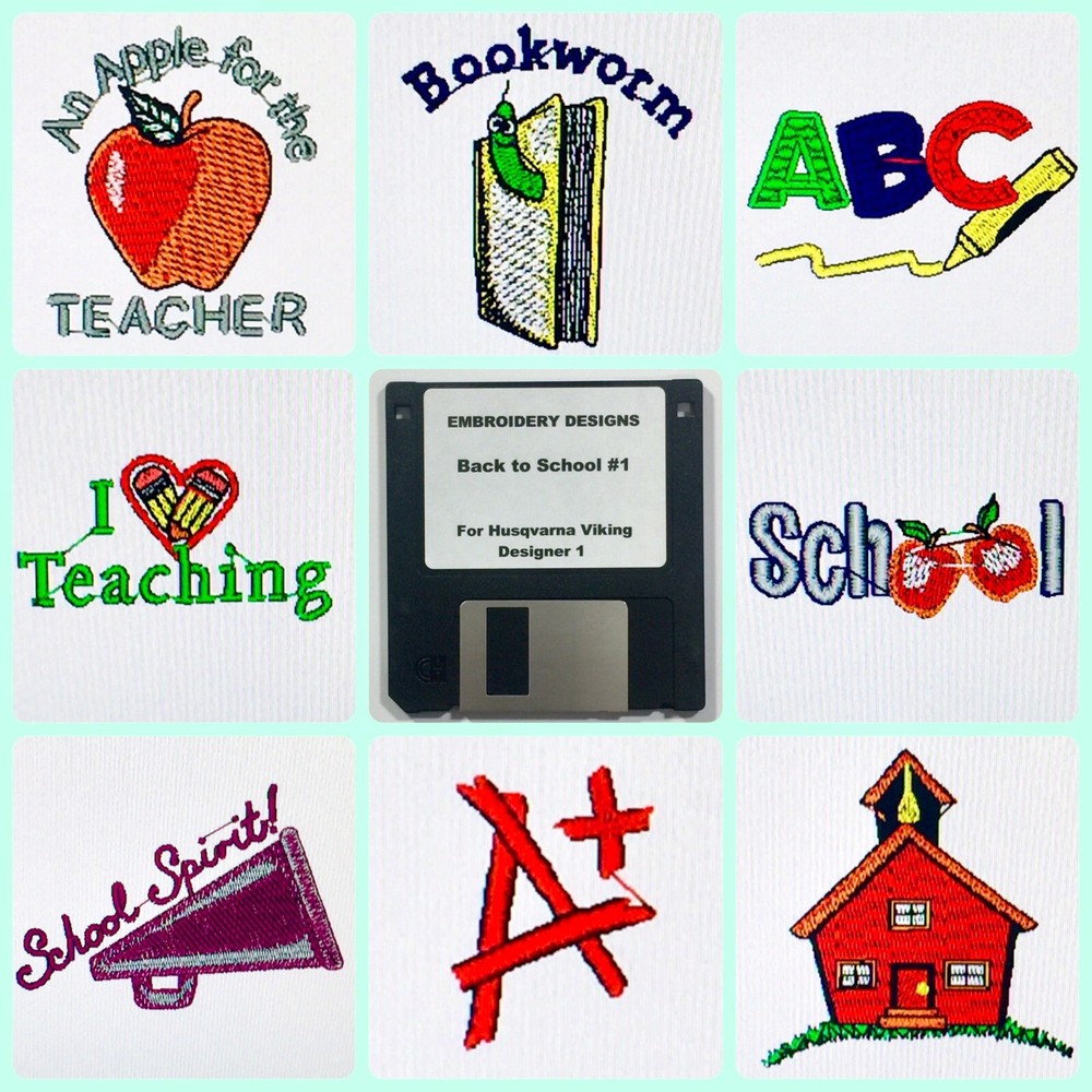 Back to School Embroidery Designs Disk For Husqvarna Viking Designer 1 Machine-image