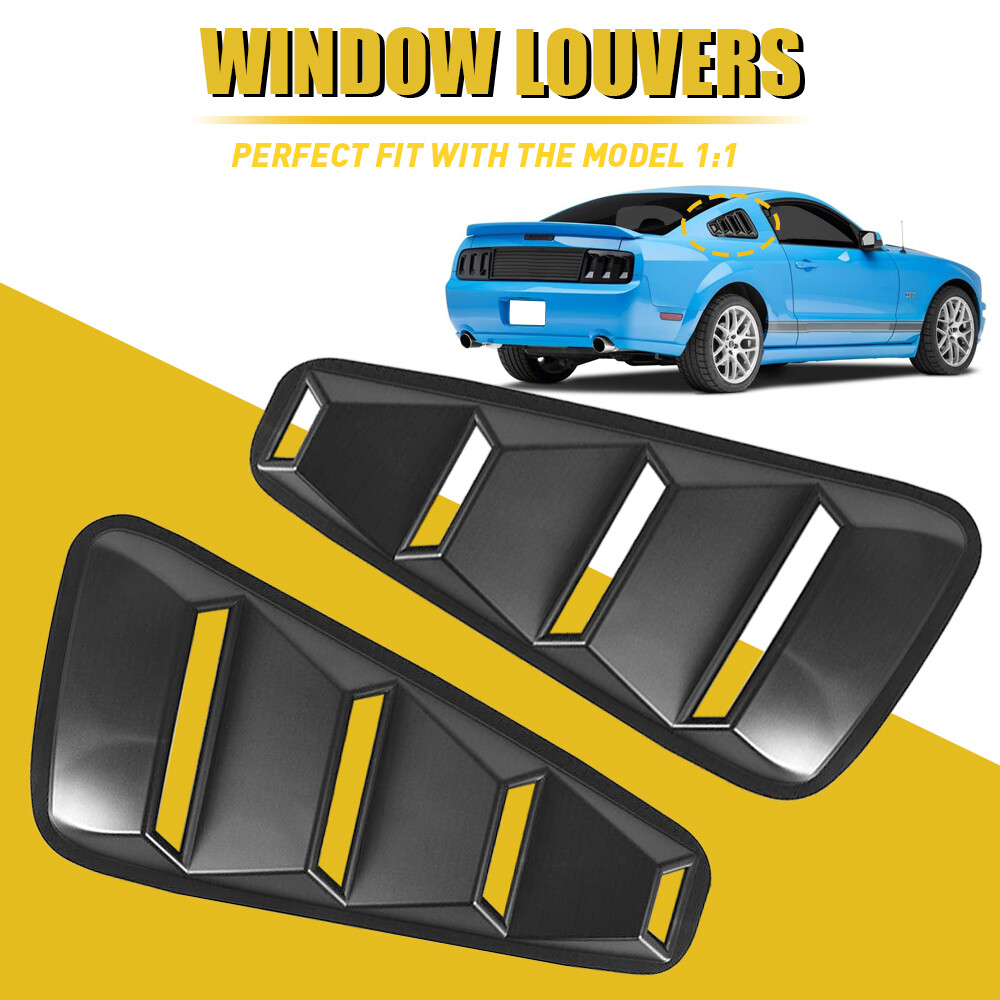 2* Window Louvers Scoop Cover Vent Fits 2005-2014 Ford Mustang Coupe/2-DR AUXITO