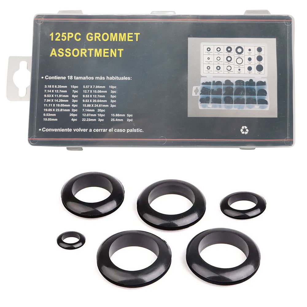 125PCS Rubber Grommet Assortment for Firewall Holes & Electrical Wiring Protection