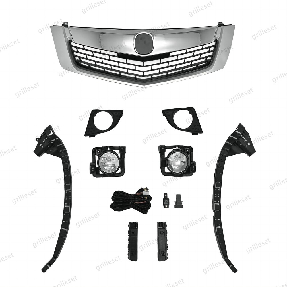 For Acura TSX 2009-2010 Complete 9PC Grille with Fog Lights and Bumper Brackets