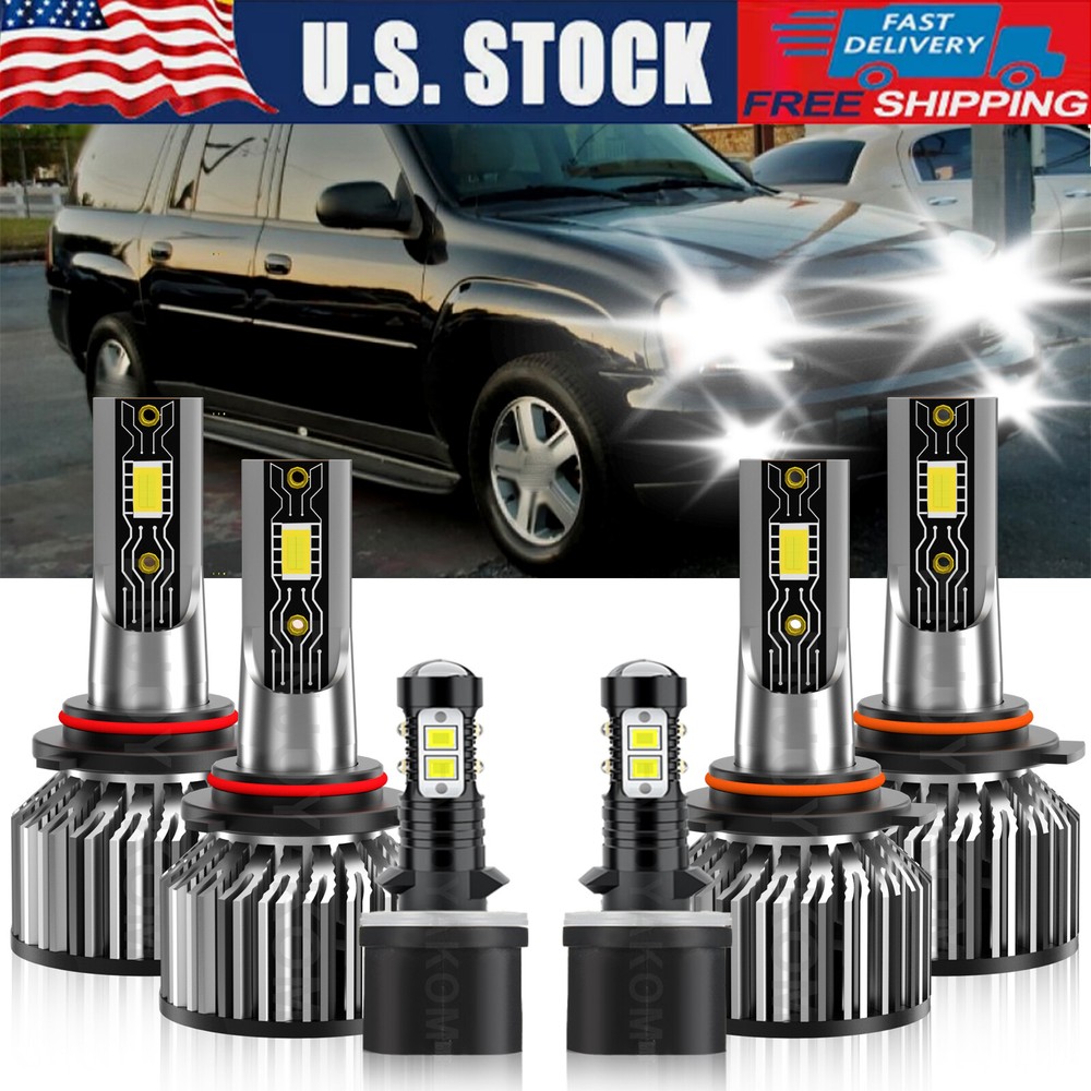 For Chevy Trailblazer EXT 2002-2006 LED 6500K Headlight Hi/Lo Beam+Fog Light
