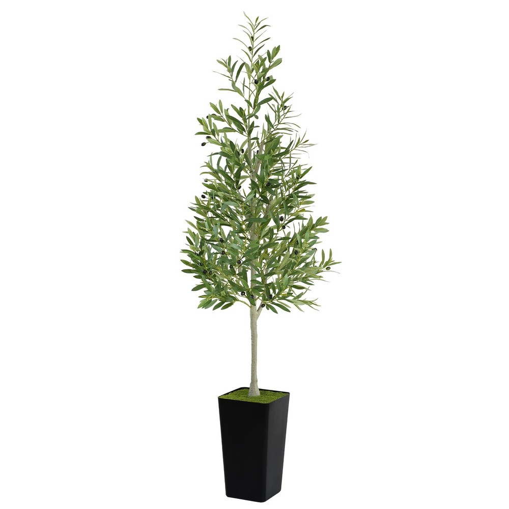 PeoDeco 6ft Artificial Olive Tree Realistic Faux Silk Floor Plant Green Decor