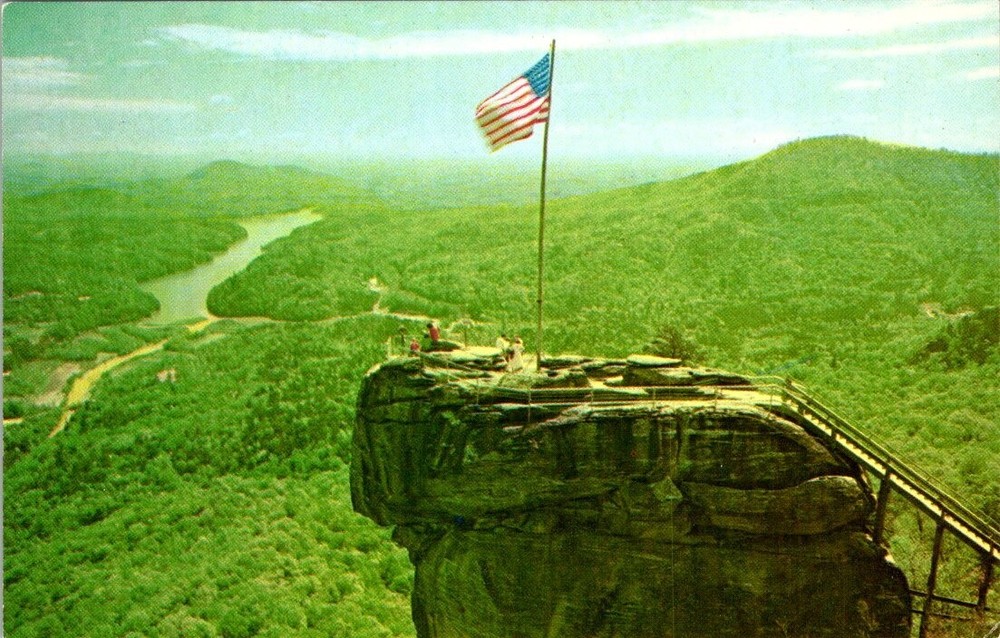 Postcard Chimney Rock Lake Lure Western North Carolina taken from Opera Box