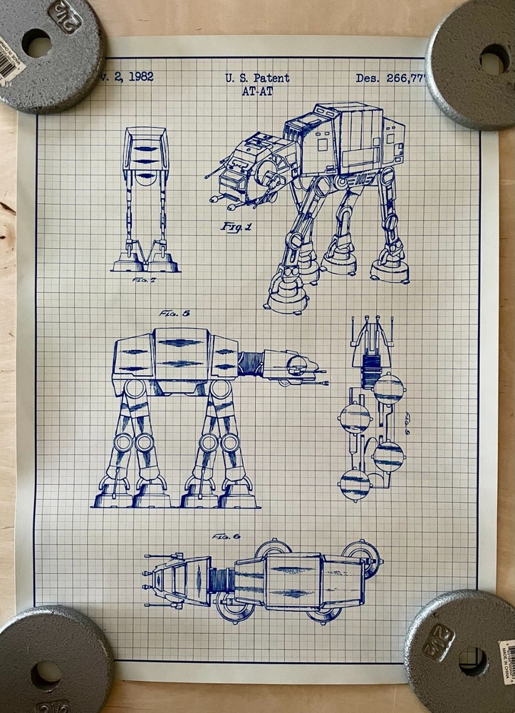 Star Wars AT-AT Patent-Style Print Poster 18x24 Inches