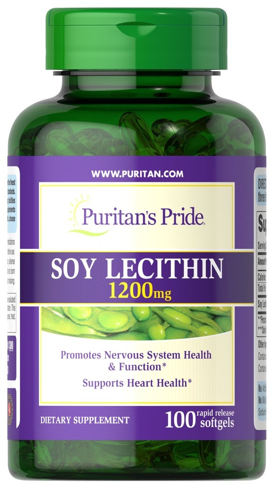 Puritan's Pride Soy Lecithin 1200 mg - 100 Rapid Release Softgels
