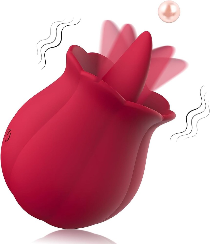 Rose Licking Vibrator 10-Speed Clit & G-Spot Stimulator in Red