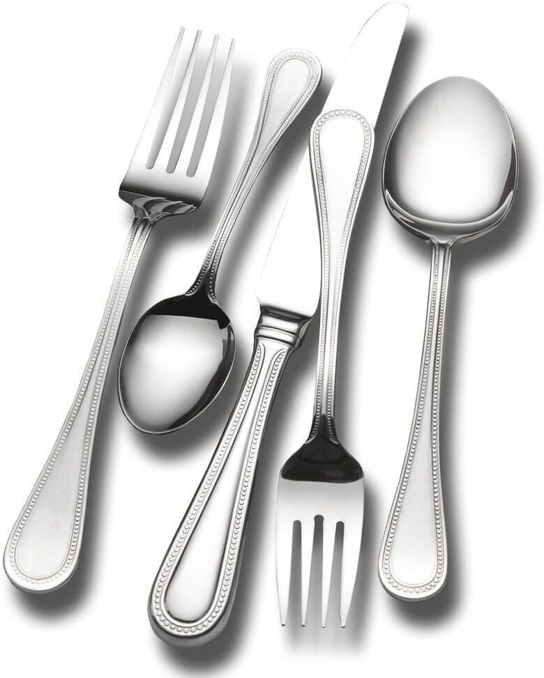 Wallace Continental Bead Silverware, 18/10 Stainless Steel Cutlery 12, Includes