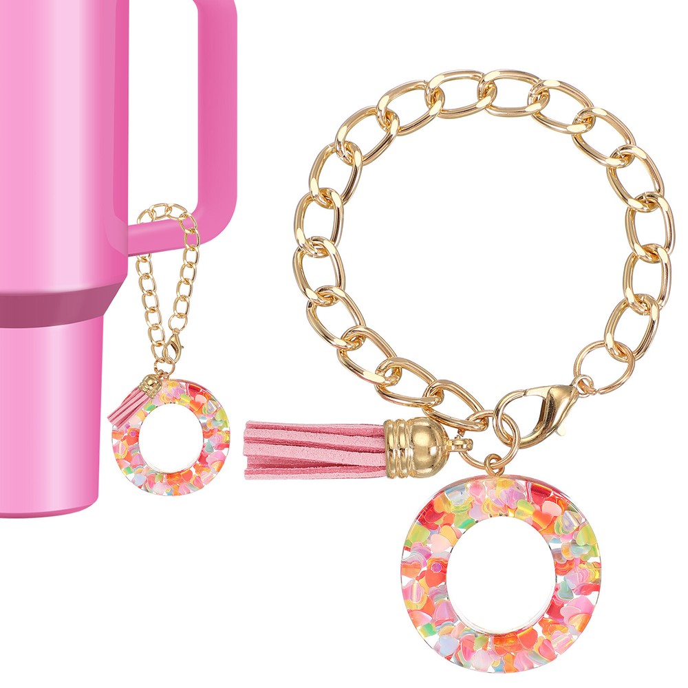 Letter Charm for Stanley Tumbler Cup Initial O Charm Accessories Keychain Pink