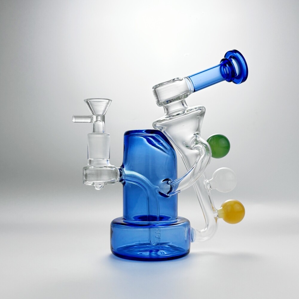 HEAVY 8'' Colorful Ball Glass Bong Recycler Smoking Water Pipe Portable Hookah