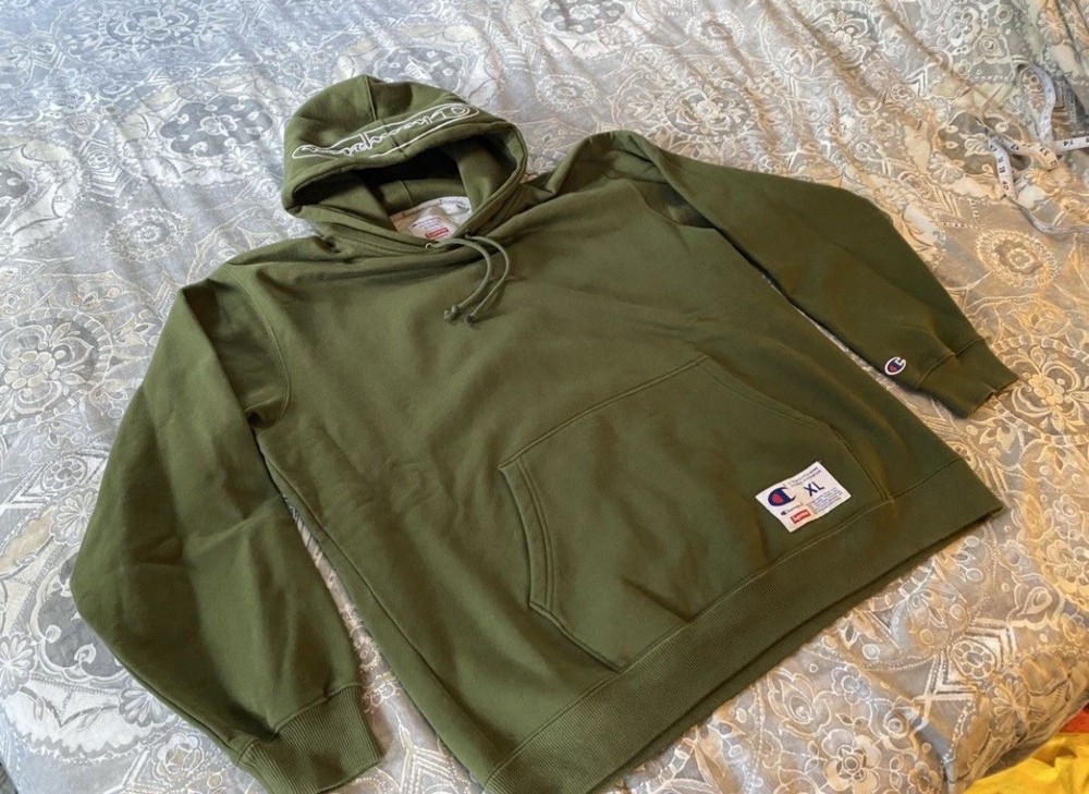 Supreme Champion Hoodie Xl Olive Rare Hype Green Streetwear 2018 Bape Nike Tech