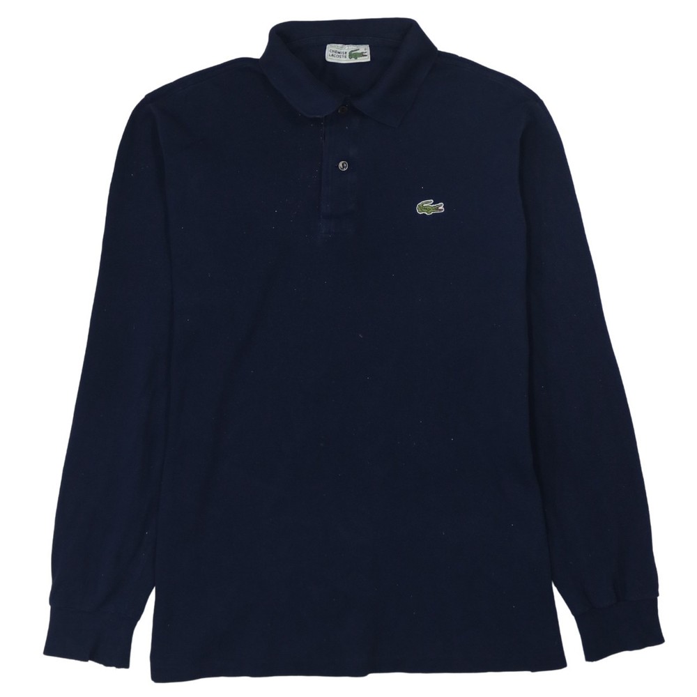Lacoste Mens Long Sleeve Polo Shirt Navy Blue Cotton Knit Embroidered Logo S