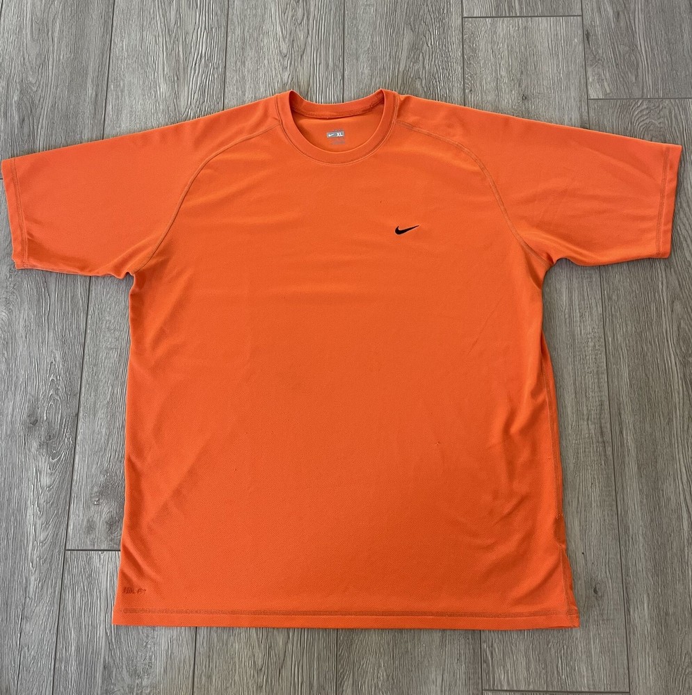 Nike Men's Dri-Fit XL Crew Neck Shirt with Embroidered Swoosh in Team Orange Y2K