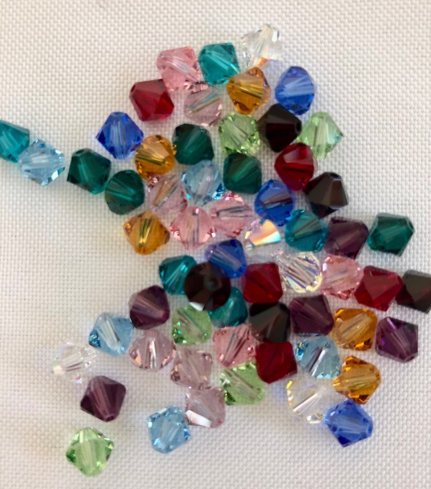 60 pc. BIRTHSTONE MIX SWAROVSKI CRYSTAL 6mm Loose Beads 5328 Bicones 12 Colors