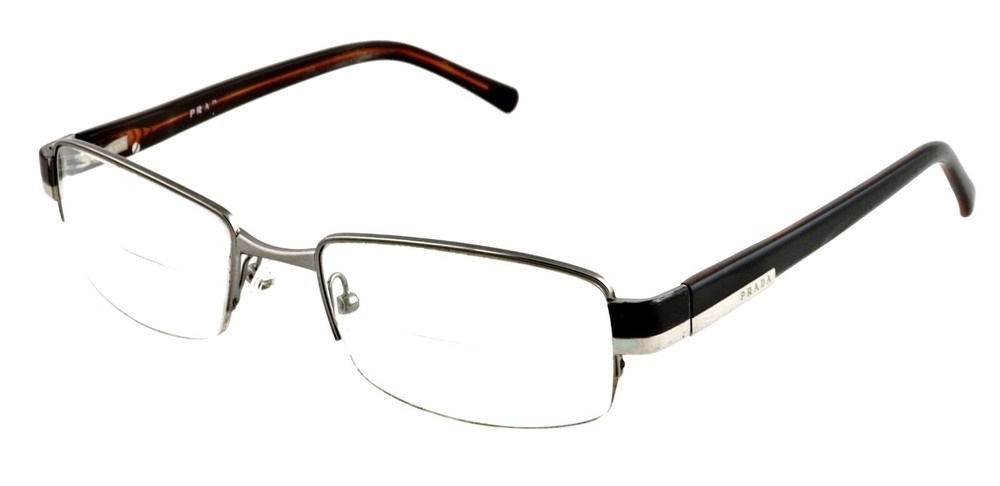 Prada Rap1901AB RC008 51mm Silver Black Half-Rim Eyeglass Frames Made in Italy