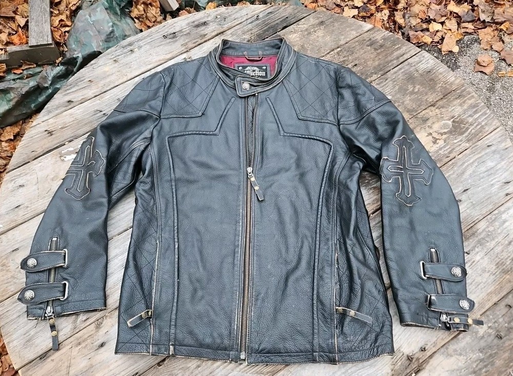 Affliction Black Premium Limited Edition Leather Jacket #773 Size XXL Cross
