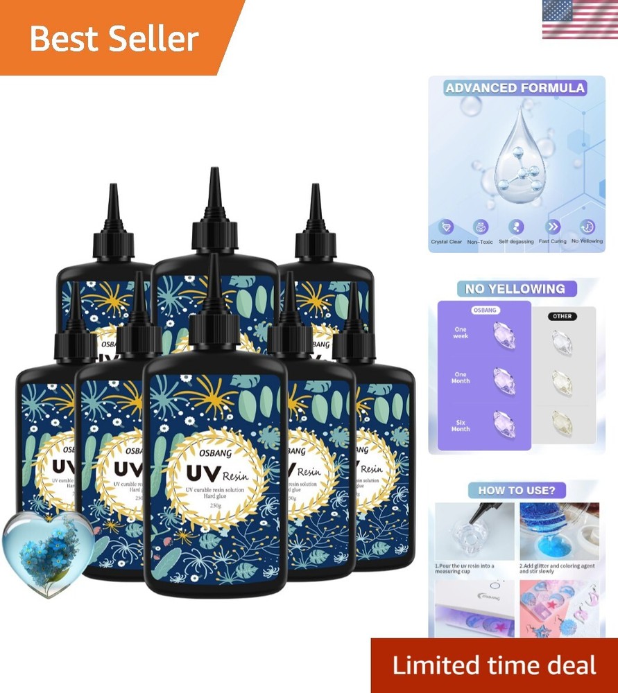 Crystal Clear UV Resin 2000g - Upgraded Formula for Jewelry Making & Crafts