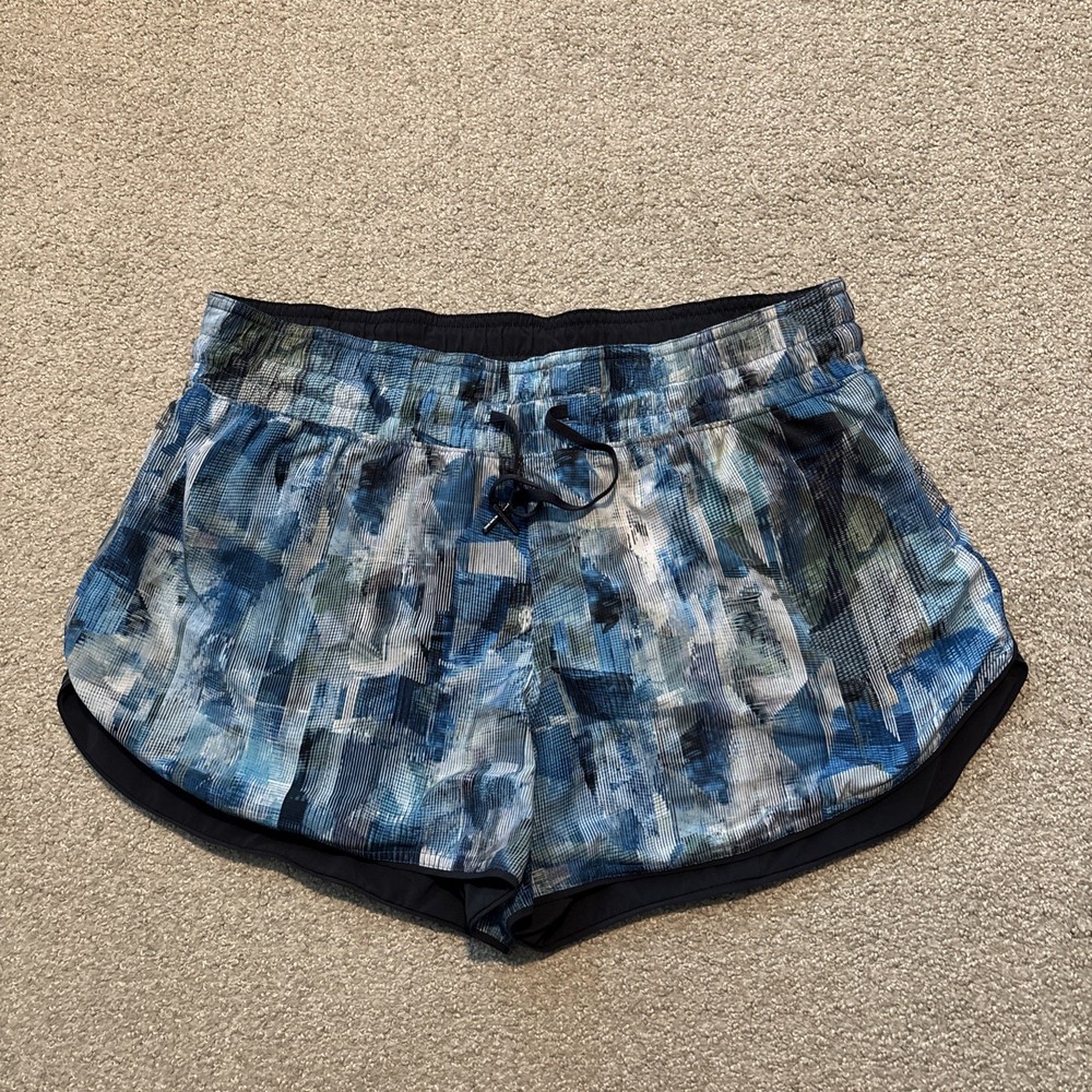 Lulmon Womens Track That High Rise Lined Reversible 3 Shorts Size 10 Blue