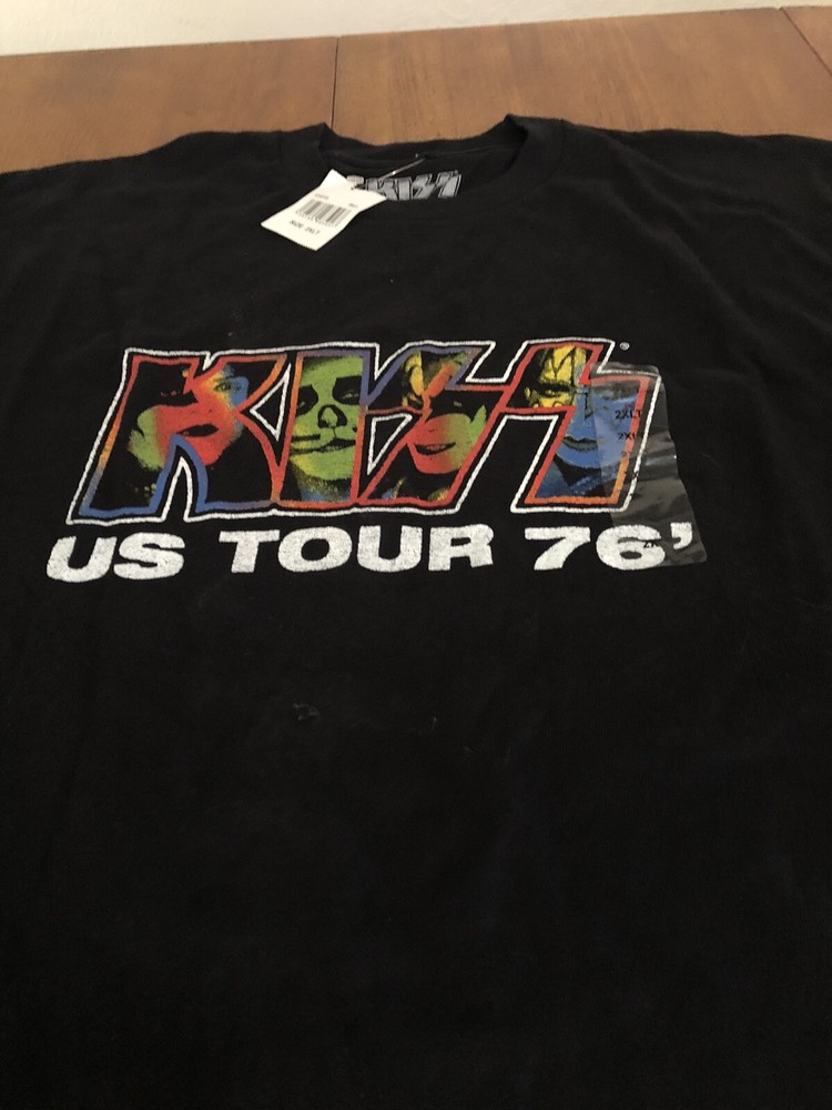KISS US Tour 76 Big & Tall Mens Black Graphic Tee T-Shirt