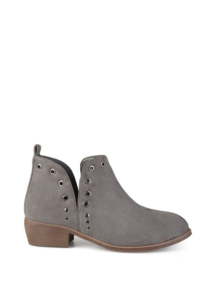 JOURNEE COLLECTION Womens Gray Metal Detail Studded Firth Booties 5.5
